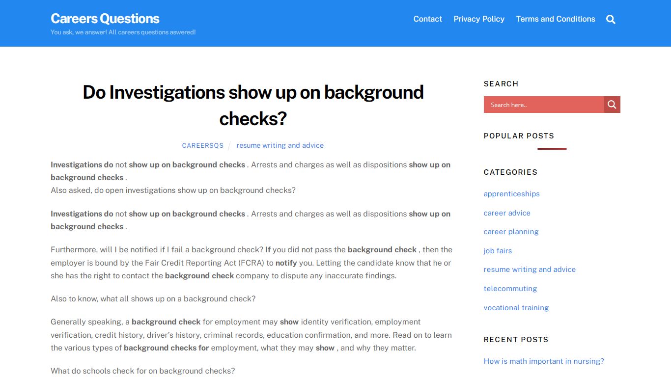 Do Investigations show up on background checks? - Careers Questions